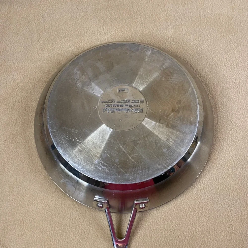 KitchenAid 12 in Stainless Steel Clad‎ Base Nonstick Induction Saute Fry Pan GUC